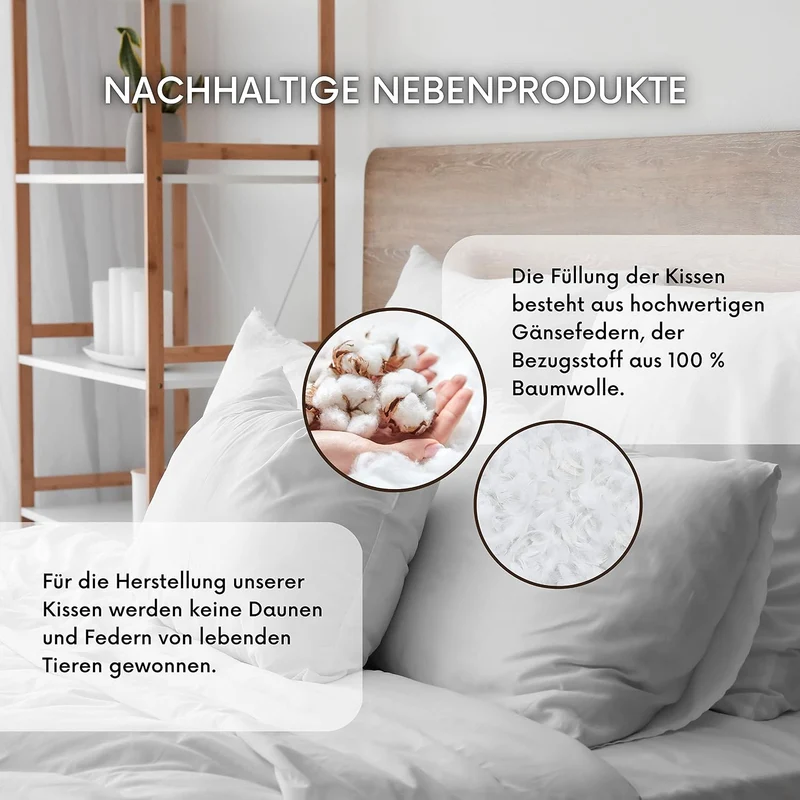 MSS e.K. 4er Set Federkissen | Grösse: 30 cm x 60 cm | Füllgewicht: je 500 Gramm | 100% Baumwolle |