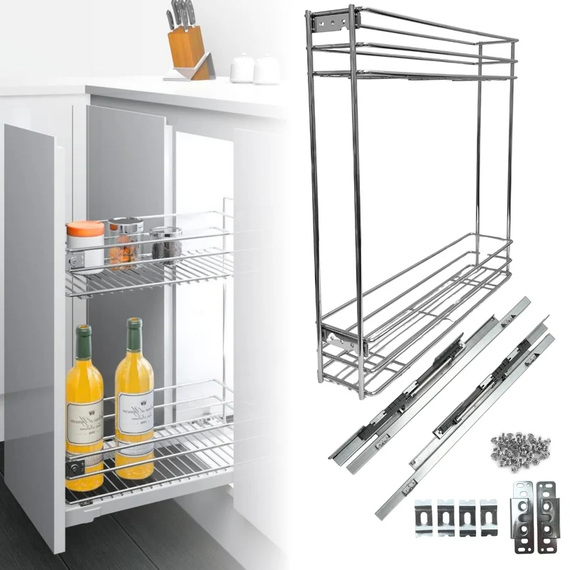 Herausnehmbarer Küchenkorb, Schiebewagen, gedämpft, Edelstahl, Gesamtextraktion – Flaschenhalter, We