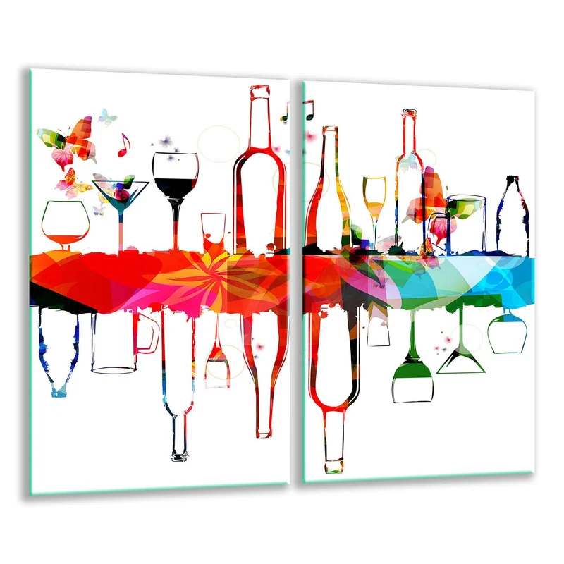 QTA | Herdabdeckplatten Set 2x30x52 cm Ceranfeld Abdeckung Glas Spritzschutz Abdeckplatte Glasplatte