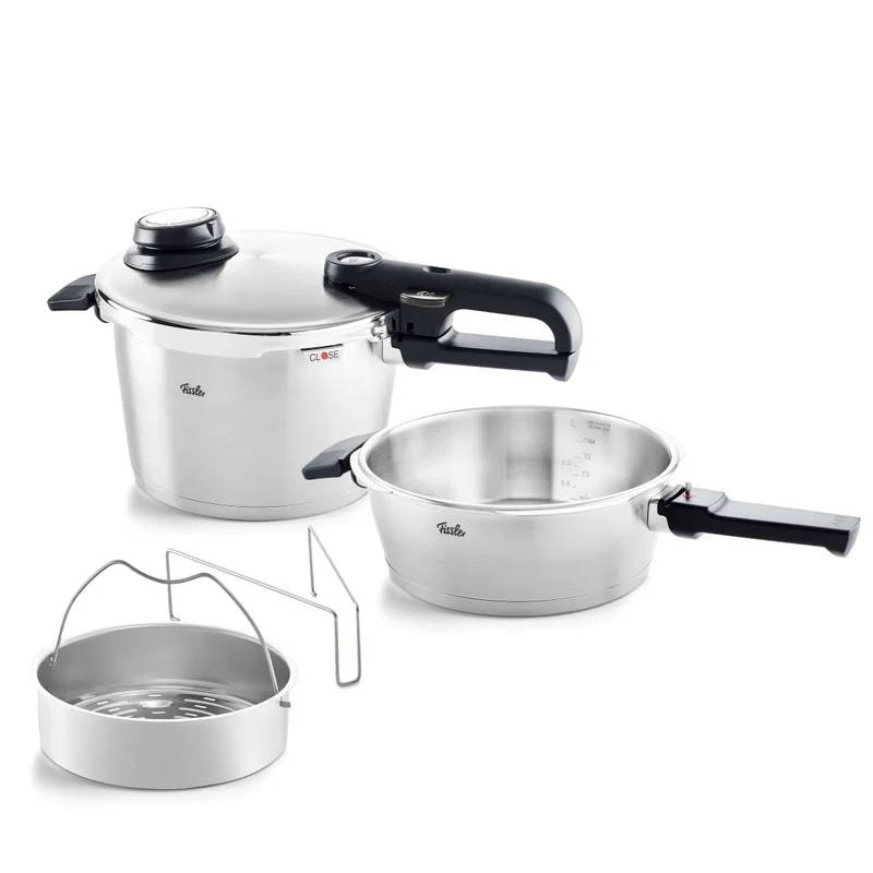 Fissler Vitavit Premium / Schnellkochtopf-Set, 4-teilig (4,5l - Ø 22 cm & Schnellbratpfanne 2,5l - Ø