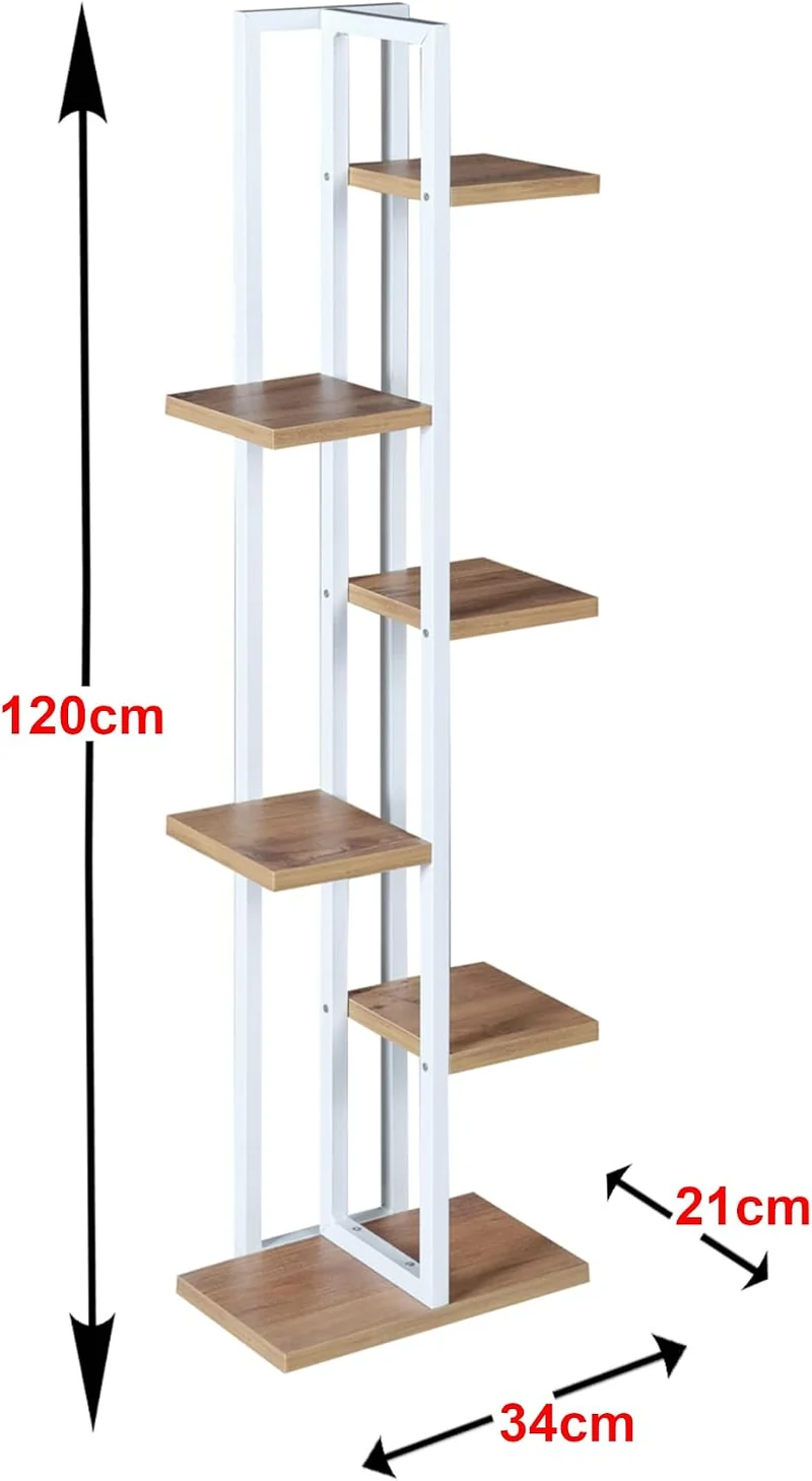 [en.casa] Blumenständer Tohmajärvi 6 Ebenen Blumenregal 120 x 34 x 21 cm Pflanzenständer Indoor Pfla