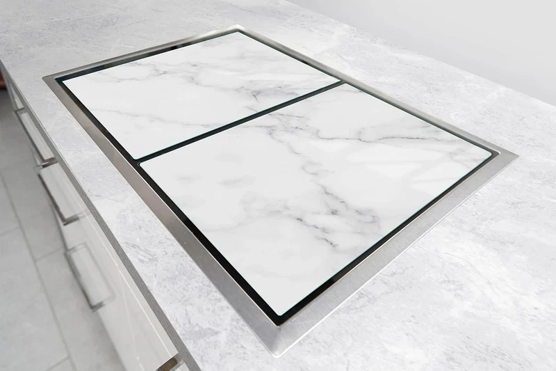 DarHaus Herdabdeckplatten 45x52 cm 2-teilig Ceranfeldabdeckung Induktion Herdschutz Spritzschutz Gla
