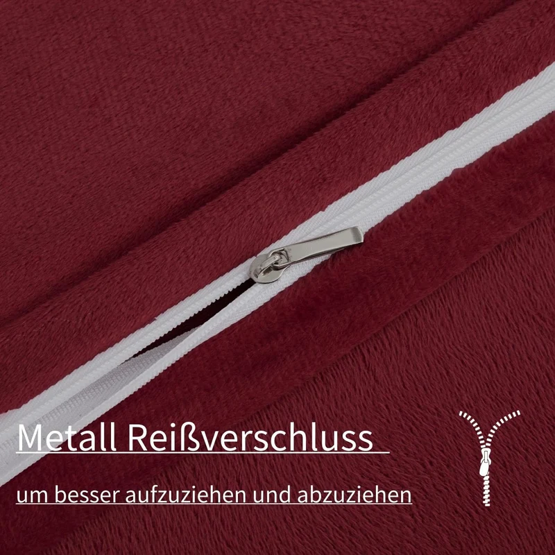 Boqingzhu Biber Bettwäsche 135x200cm Plüsch Rot Weinrot Flanell Winter Warm Kuschelig Flauschig Bett