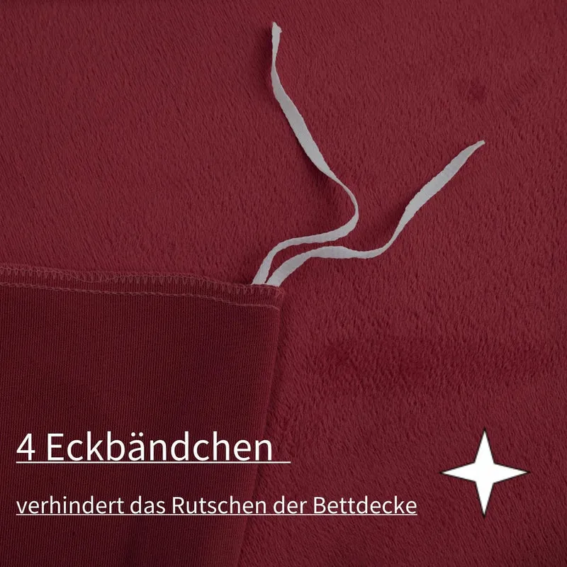 Boqingzhu Biber Bettwäsche 135x200cm Plüsch Rot Weinrot Flanell Winter Warm Kuschelig Flauschig Bett