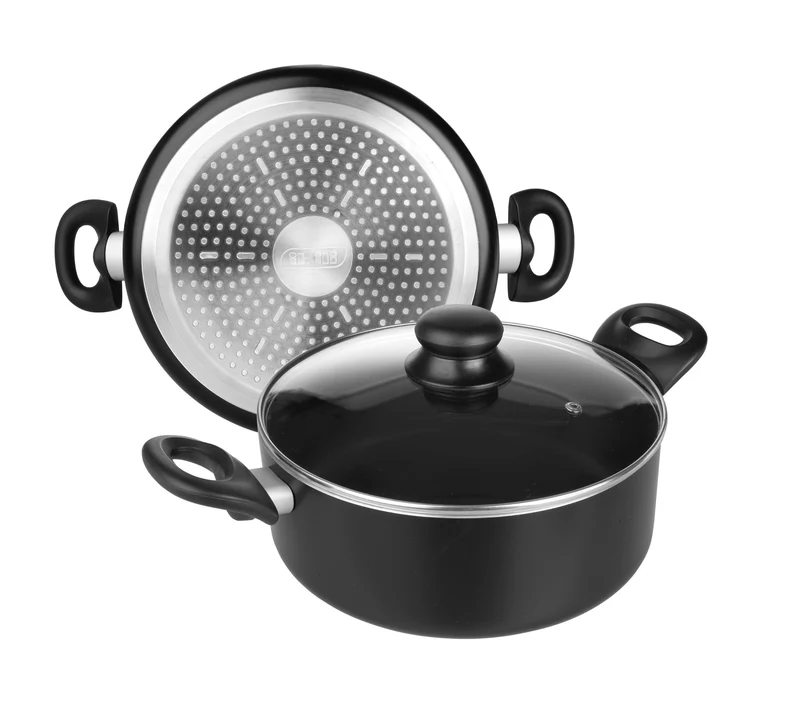 IBILI - Kasserolle mit Glasdeckel, Aluminium, 28 cm, Anti-Haft, geeignet für Induktion 28 cms, 28 cm