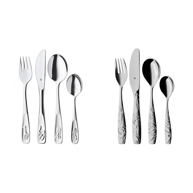 WMF Tiere Kinderbesteck Set Set 4-teilig & Faultier Kinderbesteck Set 4-teilig, Kinderbesteck Edelst