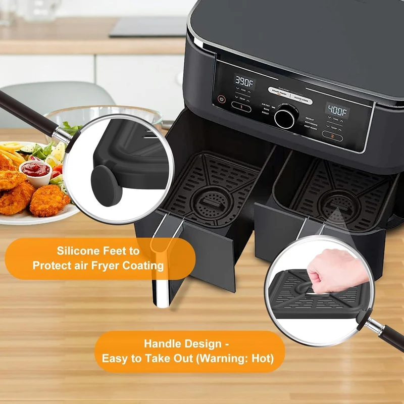 GCQ Air Fryer Grillpfanne für Ninja Foodi AF400EU 9,5 l 6-in-1 DualZone 2 Schubladen Heissluftfritte