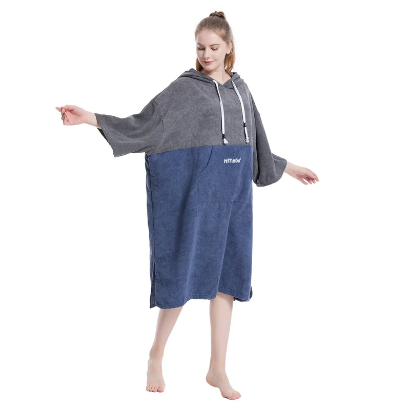 Hiturbo Surf Handtuch Poncho Umziehhilfe - Herren und Damen Changing Robe badeponcho Umkleidehilfe S