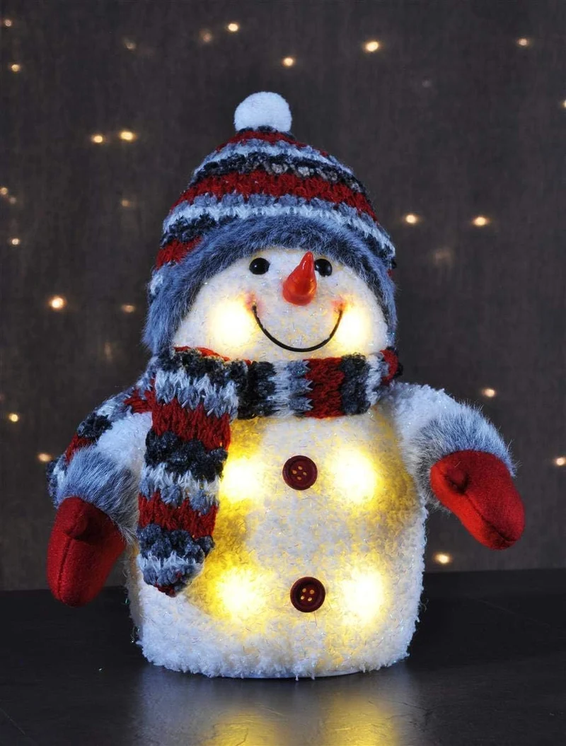 Bambelaa! LED Schneemann Weihnachtsdeko Innen Beleuchtet 26 cm Batteriebetrieben Weihnachtsbeleuchtu