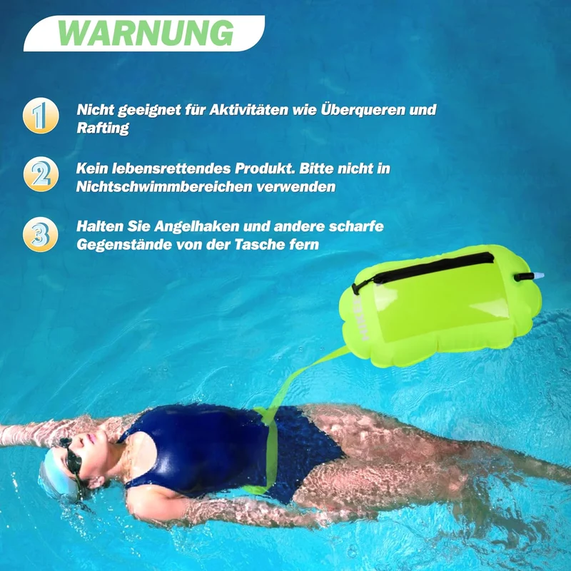 BOOSTEADY Schwimmboje, Trockensack Boje Schwimmen Aufblasbare Trockentasche Swimming Buoy mit Handyt