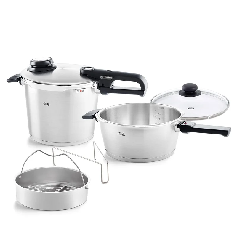 Fissler Vitavit Premium / Schnellkochtopf-Set, 5-teilig (6l - Ø 22 cm & Schnellbratpfanne 3,5l - Ø 2