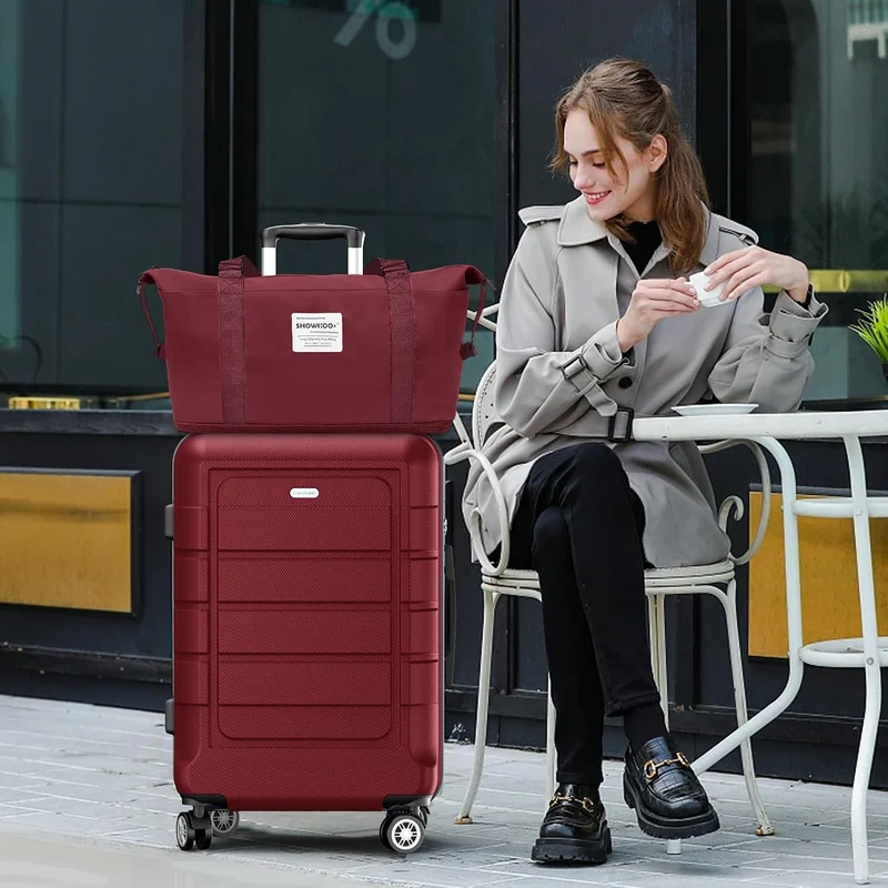 SHOWKOO Koffer Mittelgross Hartschale Erweiterbar Leicht Reisekoffer ABS+PC Haltbar Kabinen Trolley