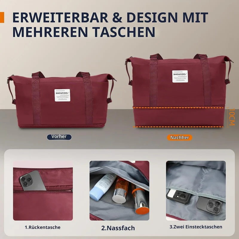SHOWKOO Koffer Mittelgross Hartschale Erweiterbar Leicht Reisekoffer ABS+PC Haltbar Kabinen Trolley