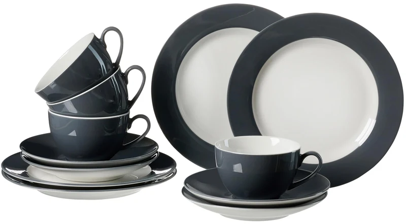 Kaffeeservice Doppio, 12-teilig, Anthrazit Anthrazit Kaffeeservice, Anthrazit Kaffeeservice