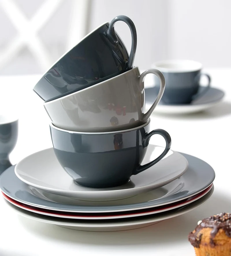 Kaffeeservice Doppio, 12-teilig, Anthrazit Anthrazit Kaffeeservice, Anthrazit Kaffeeservice