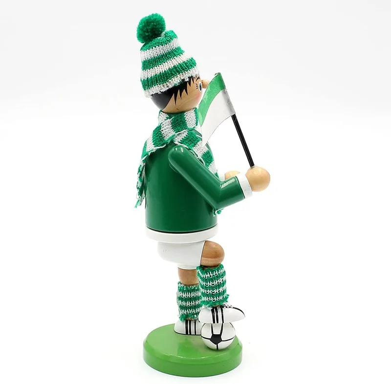 Dekohelden24 Räuchermann als Fussballer mit grün/weissem Outfit, ca. 20 cm, 520361, Grün/Weiss Grün