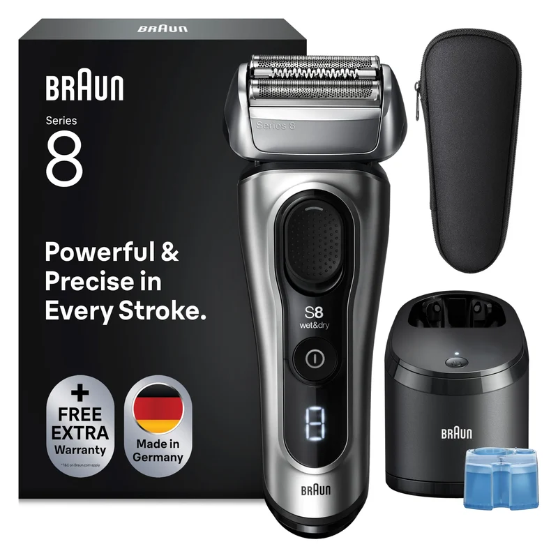 Braun Series 8 Rasierer Herren mit 4+1 Scherkopf, Elektrorasierer, Präzisions-Langhaarschneider, Rei