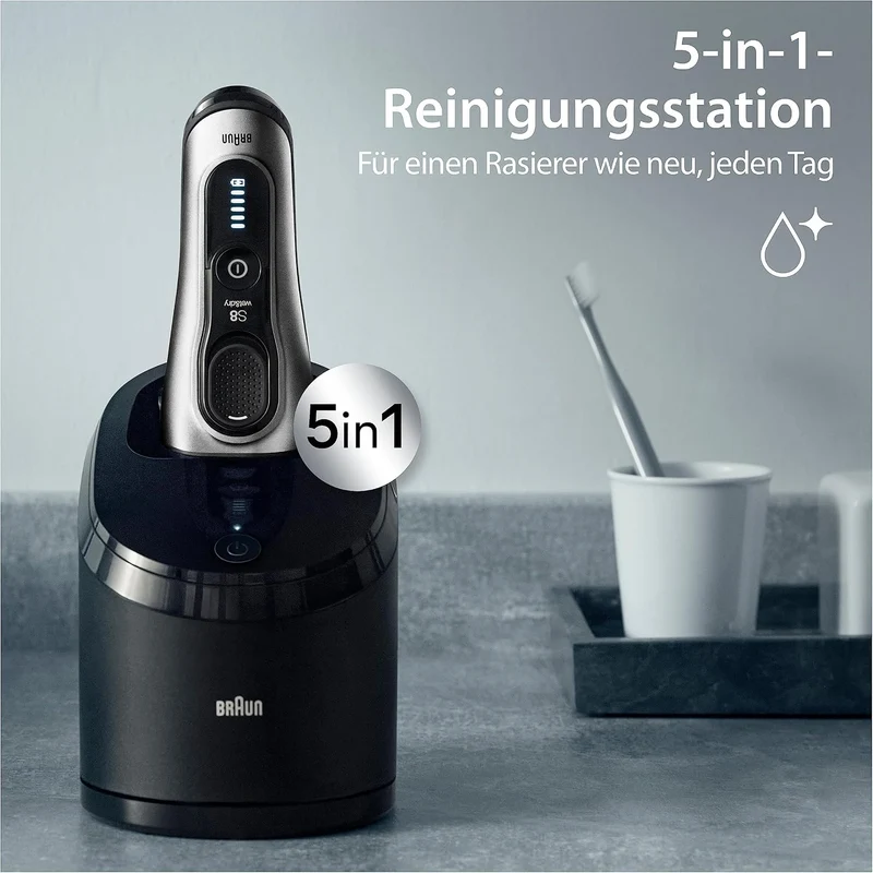 Braun Series 8 Rasierer Herren mit 4+1 Scherkopf, Elektrorasierer, Präzisions-Langhaarschneider, Rei