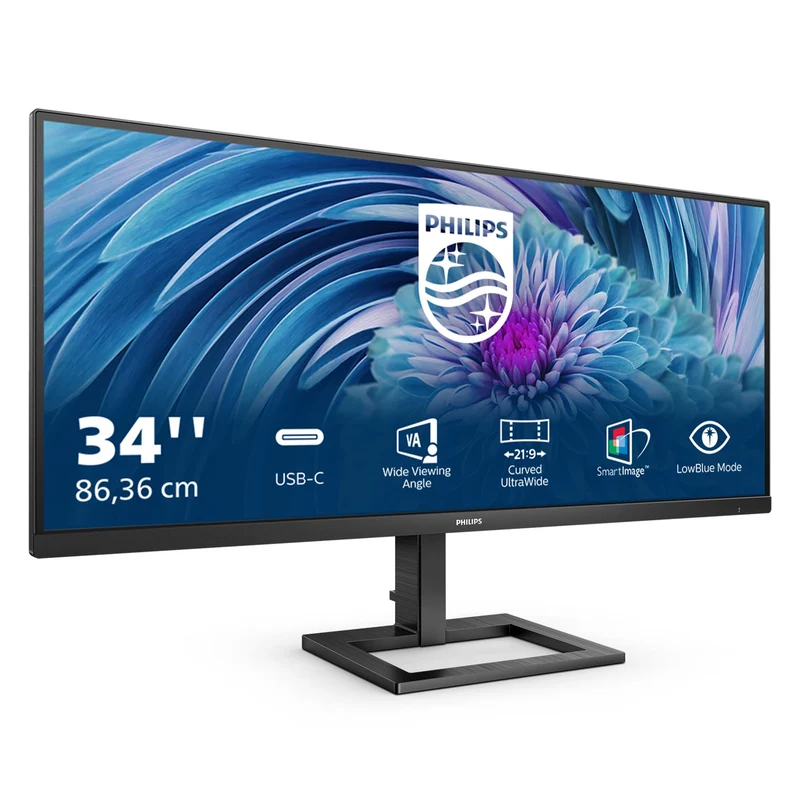 Philips 346E2LAE - 34 Zoll WQHD Monitor, Adaptive Sync, Lautsprecher, höhenverstellbar (3440x1440, 1