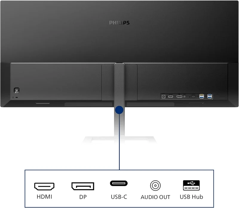 Philips 346E2LAE - 34 Zoll WQHD Monitor, Adaptive Sync, Lautsprecher, höhenverstellbar (3440x1440, 1