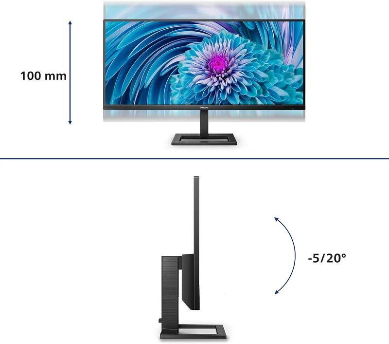 Philips 346E2LAE - 34 Zoll WQHD Monitor, Adaptive Sync, Lautsprecher, höhenverstellbar (3440x1440, 1