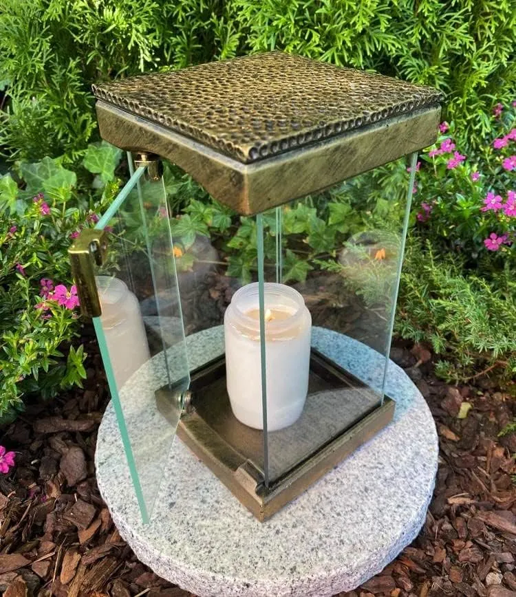 Grablampe Grablicht Grabkerze 24 cm H. ! - Neue Model Grablicht Kerze Grabdekoration Grabschmuck inc