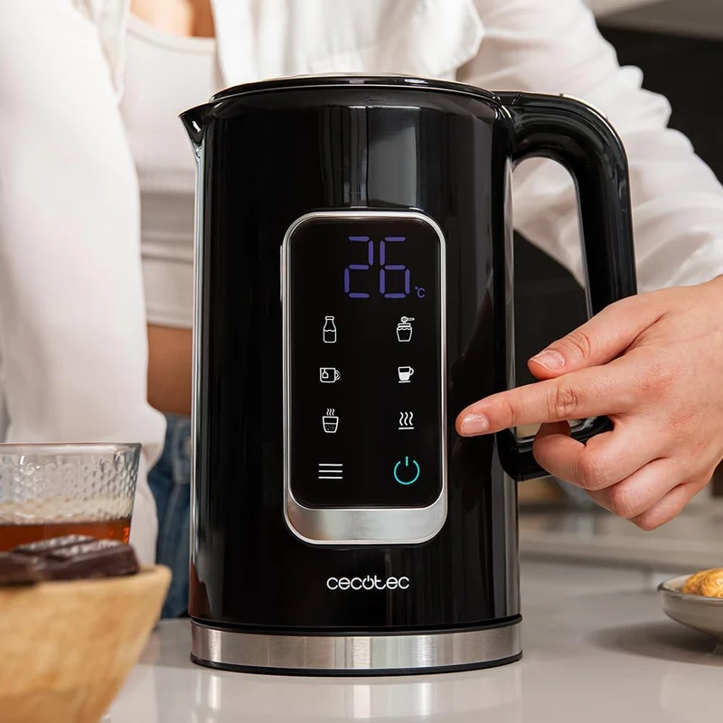 Cecotec Elektrischer Wasserkocher Thermosense 500 Touch, 1,7 l, Touchscreen, 2200 W, innen aus Edels