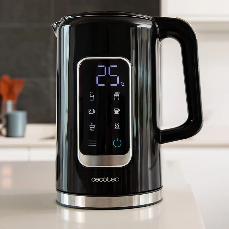 Cecotec Elektrischer Wasserkocher Thermosense 500 Touch, 1,7 l, Touchscreen, 2200 W, innen aus Edels