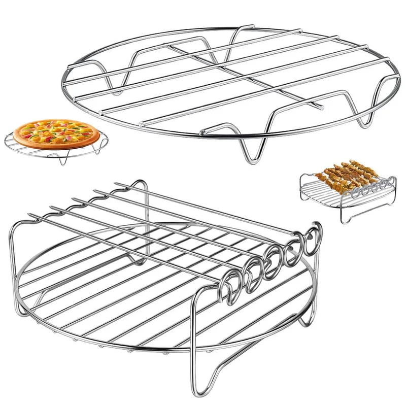 Air Fryer Rack für Air Fryer Ofen, 2 Stück Mehrzweck Air Fryer Zubehör Metall Doppelschicht Drahtros
