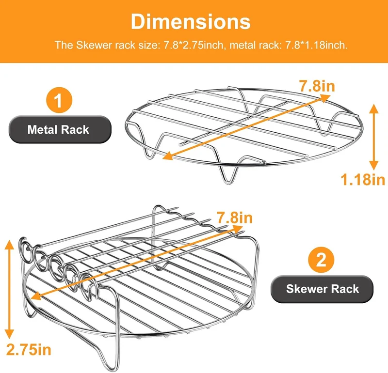 Air Fryer Rack für Air Fryer Ofen, 2 Stück Mehrzweck Air Fryer Zubehör Metall Doppelschicht Drahtros