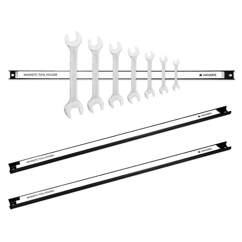 Navaris 3x Magnetische Werkzeughalter Leiste - ca. 60 cm lang mit Montage-Material - Wand Magnetleis