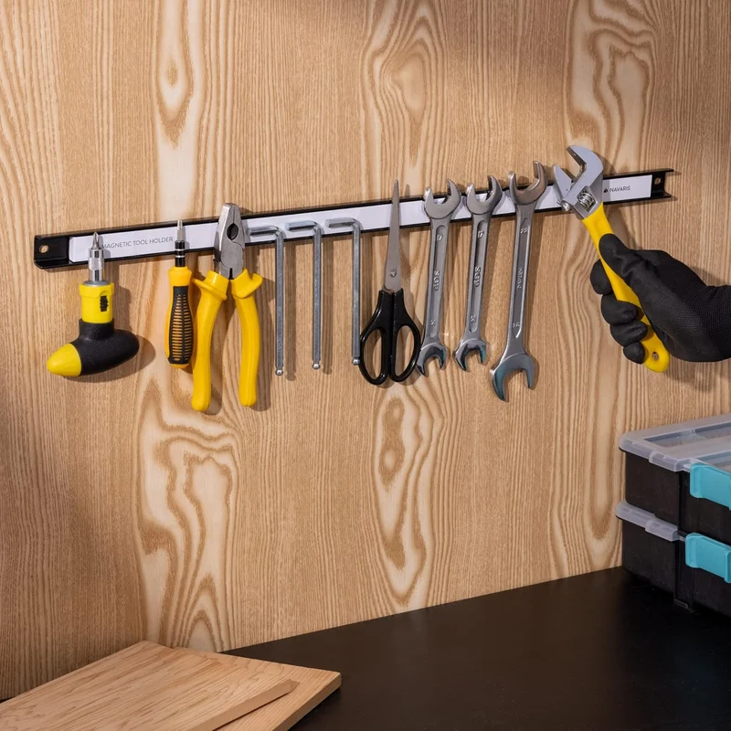 Navaris 3x Magnetische Werkzeughalter Leiste - ca. 60 cm lang mit Montage-Material - Wand Magnetleis