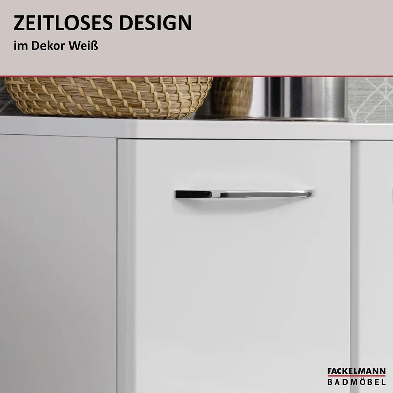 FACKELMANN Milano Doppelmidischrank mit Türen – Schrank fürs Badezimmer (60,2 cm x 82,6 cm x 32 cm)