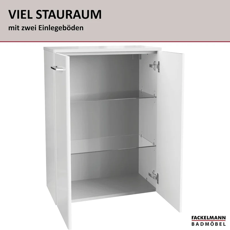FACKELMANN Milano Doppelmidischrank mit Türen – Schrank fürs Badezimmer (60,2 cm x 82,6 cm x 32 cm)