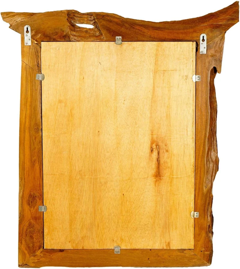 Windalf Grosser Landhaus Wandspiegel ARANWÄ 95 cm Natur Holzspiegel Rustikaler Wandspiegel Handarbei
