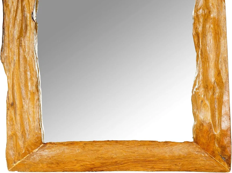 Windalf Grosser Landhaus Wandspiegel ARANWÄ 95 cm Natur Holzspiegel Rustikaler Wandspiegel Handarbei