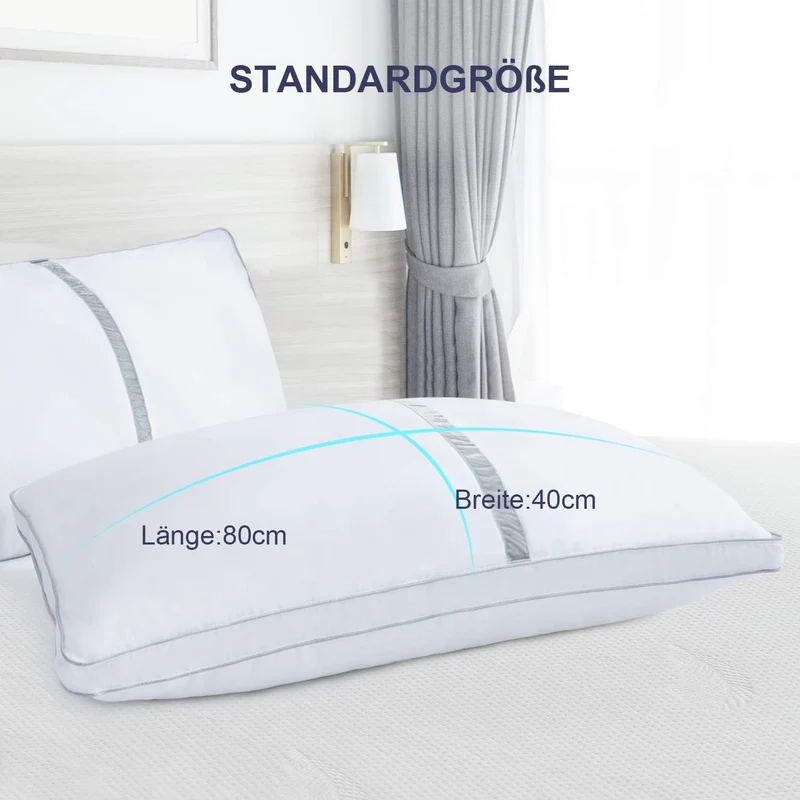 BedStory Kopfkissen 40×80, 2er Set Kissen 40×80 aus 2×850g Mikrofaser, Hotel Qualität Schlakissen mi