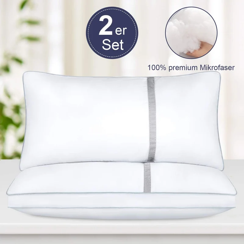 BedStory Kopfkissen 40×80, 2er Set Kissen 40×80 aus 2×850g Mikrofaser, Hotel Qualität Schlakissen mi