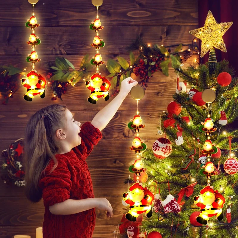 BrizLabs Weihnachtsdeko Fenster Lichter, 2 Stück LED Innen Fensterlichter Batterie Weihnachtsmann Hä
