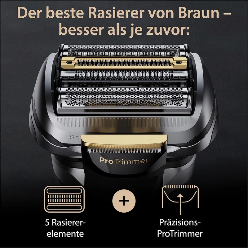 Braun Series 9 Pro+ Rasierer Herren Elektrisch, Elektrorasierer mit 5 Pro Rasierelementen, Langhaars