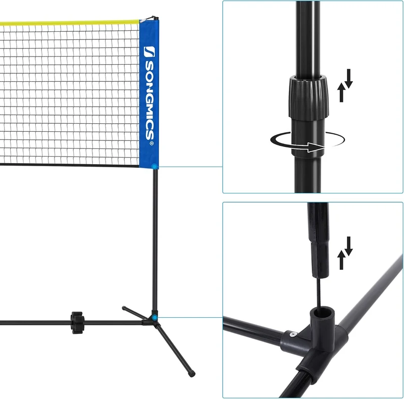 SONGMICS Badmintonnetz, Tennisnetz, 300cm/400cm/500cm, höhenverstellbar, Set bestehend aus Netz, sta