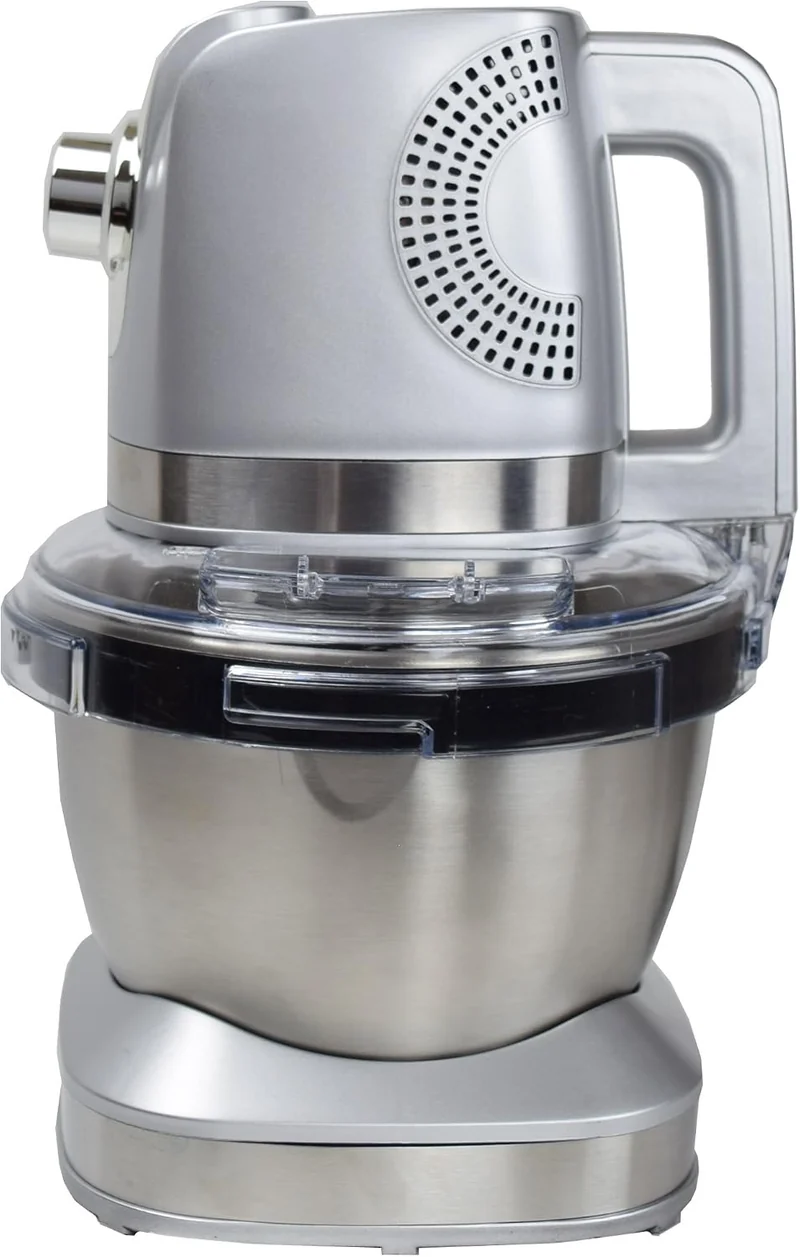 Syntrox Germany KM-600W Küchenmaschine Knetmaschine Mixer, Edelstahl-Behälter, 4 Liter, silber