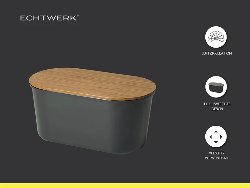 ECHTWERK Brotkasten “FRESH“, Brotbox, Brotaufbewahrung, Platzsparende Aufbewahrungsbox, Brotkorb mit