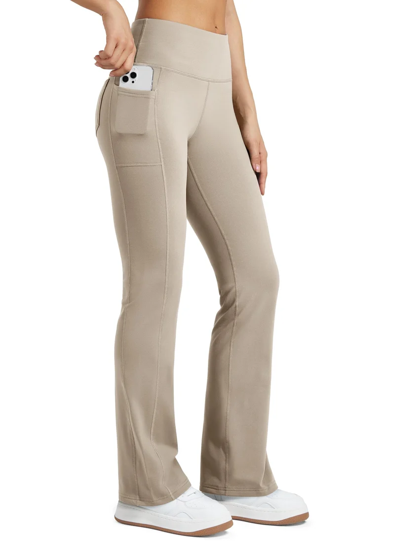WILLIT Damen Thermo Flare Leggings Winter Fleece gefütterte Yogahose Warm Sportleggins Laufhose Boot