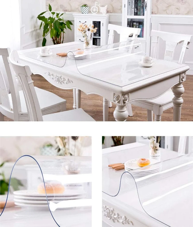 CIEEIN CIEHT Haushalt PVC Transparent Tischdecke Tischmatte Schreibtisch Tischfolie Schutzfolie Rech