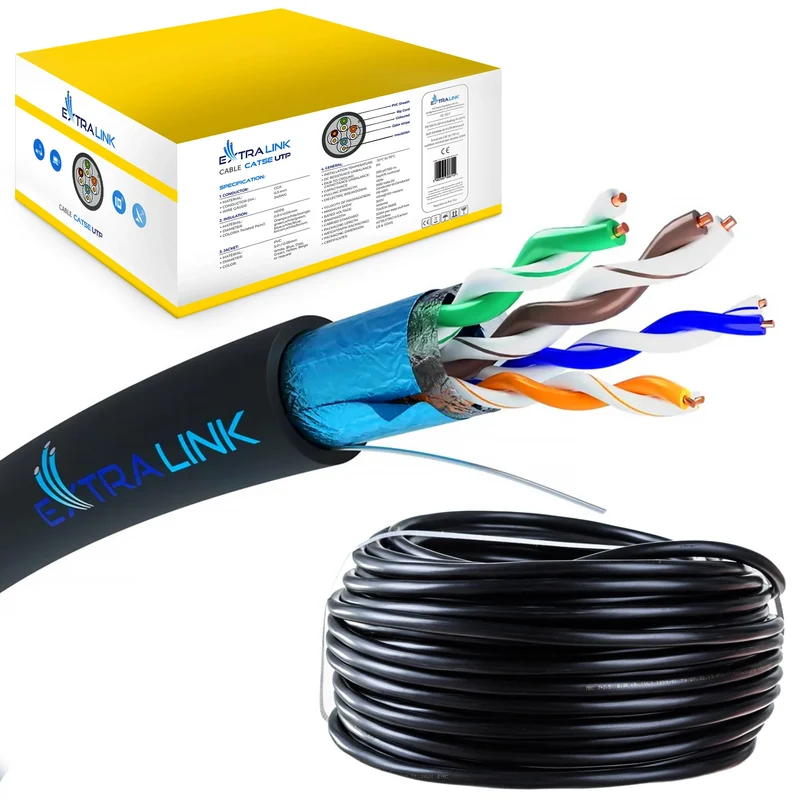 EXTRALINK CAT 5E FTP F/UTP Outdoor Ethernet Kabel 100 METER Extern Twisted Pair Internet Kabel LAN V