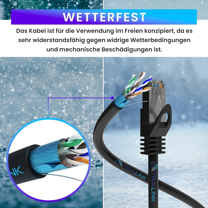 EXTRALINK CAT 5E FTP F/UTP Outdoor Ethernet Kabel 100 METER Extern Twisted Pair Internet Kabel LAN V