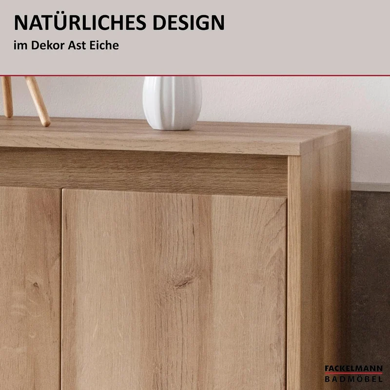 FACKELMANN Doppel-Midischrank Natura/Badschrank mit Soft-Close/Masse (B x H x T): ca. 60,2 x 82,6 x
