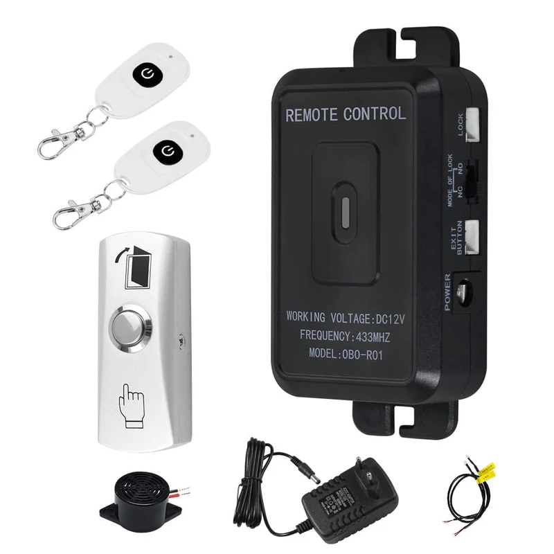 FUSYTULY 433MHz Wireless Access Control Kit Alarm System Fernbedienung Entriegeln + Netzteil + Tür E