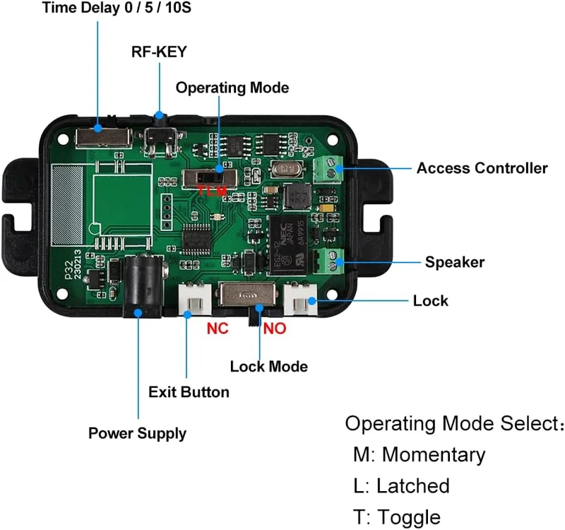FUSYTULY 433MHz Wireless Access Control Kit Alarm System Fernbedienung Entriegeln + Netzteil + Tür E